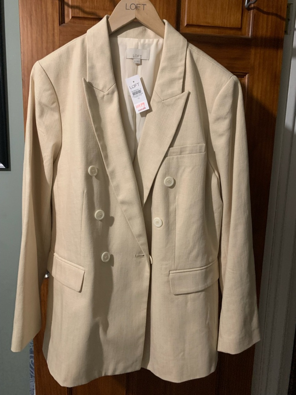 LOFT Cream Textured Tailored Blazer